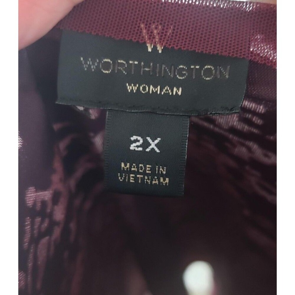 Worthington Woman Camisole Tops 2X Lot 2 Black Burgundy Velvet Burnout Cami Sexy - Picture 5 of 14